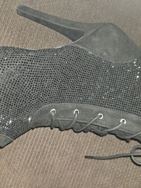 torrid Black Lace-Up Sparkle High Heel Ankle Boots